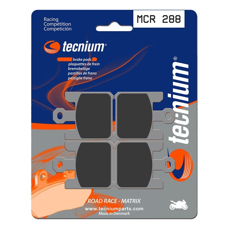 Plaquettes de frein TECNIUM Racing métal fritté carbone - MCR288 Plaquettes de frein TECNIUM Racing métal fritté carbone - MCR288