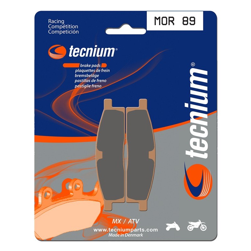 Plaquettes de frein TECNIUM Racing Motocross / enduro métal fritté - MOR89 Plaquettes de frein TECNIUM Racing Motocross / enduro métal fritté - MOR89