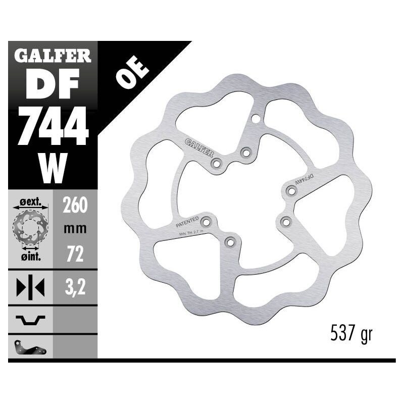 Disque de frein Galfer fixe wave