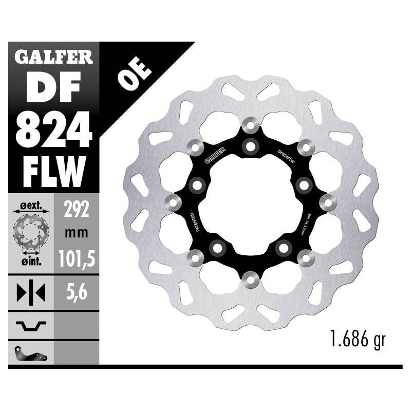 Disque de frein Galfer flottant wave centre acier Disque de frein Galfer flottant wave centre acier