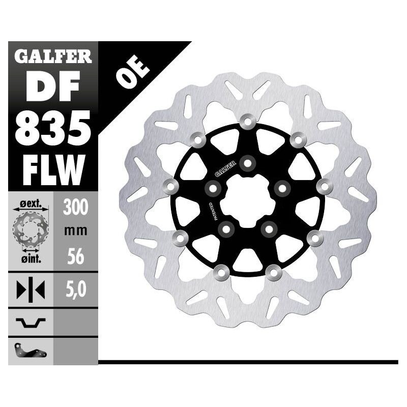 Disque de frein Galfer flottant wave centre acier Disque de frein Galfer flottant wave centre acier