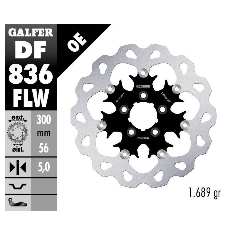 Disque de frein Galfer flottant wave centre acier Disque de frein Galfer flottant wave centre acier