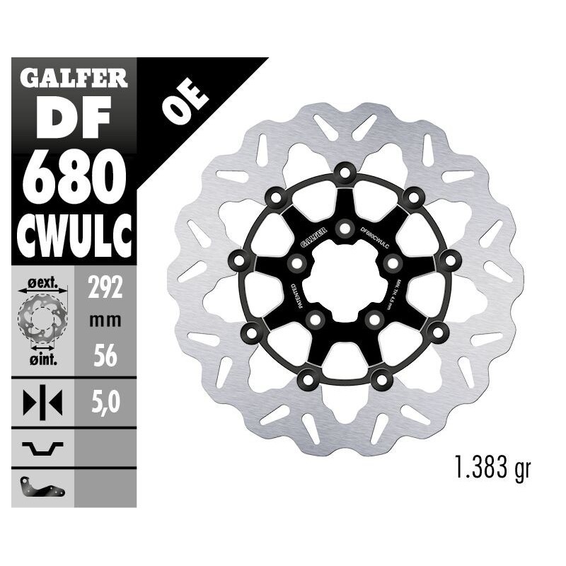 Disque de frein Galfer flottant wave noir Disque de frein Galfer flottant wave noir