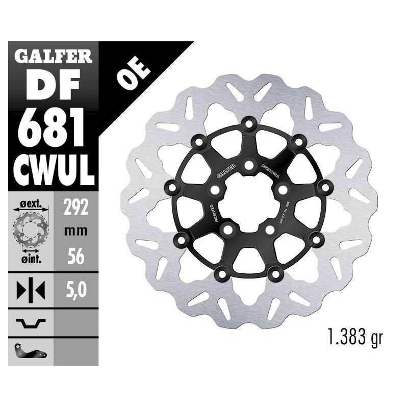Disque de frein Galfer flottant wave noir Disque de frein Galfer flottant wave noir