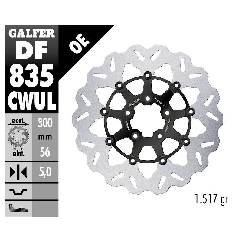 Disque de frein Galfer flottant wave noir Disque de frein Galfer flottant wave noir