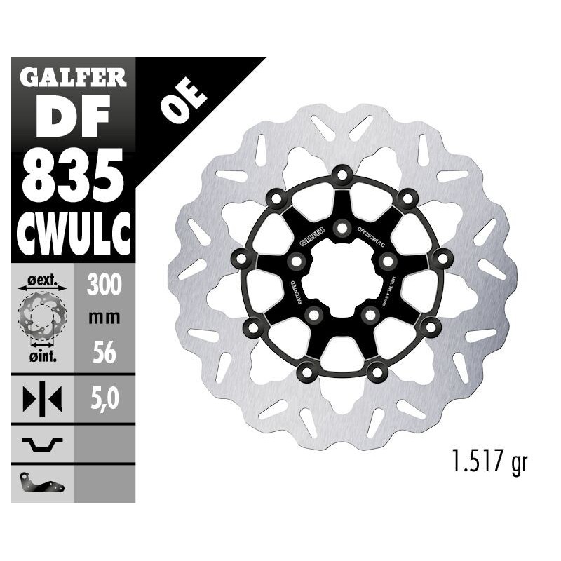 Disque de frein Galfer flottant wave noir Disque de frein Galfer flottant wave noir