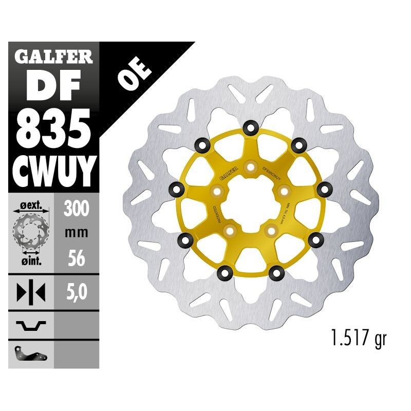 Disque de frein Galfer flottant wave or Disque de frein Galfer flottant wave or