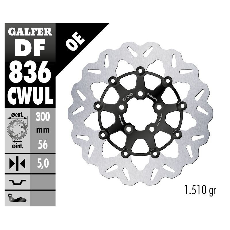Disque de frein Galfer flottant wave noir Disque de frein Galfer flottant wave noir