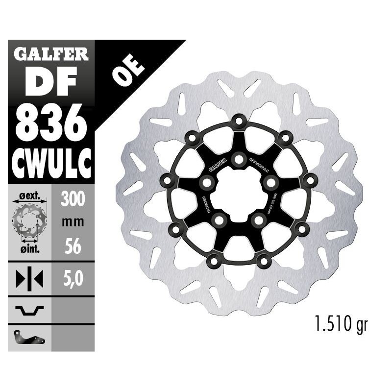Disque de frein Galfer flottant wave noir Disque de frein Galfer flottant wave noir