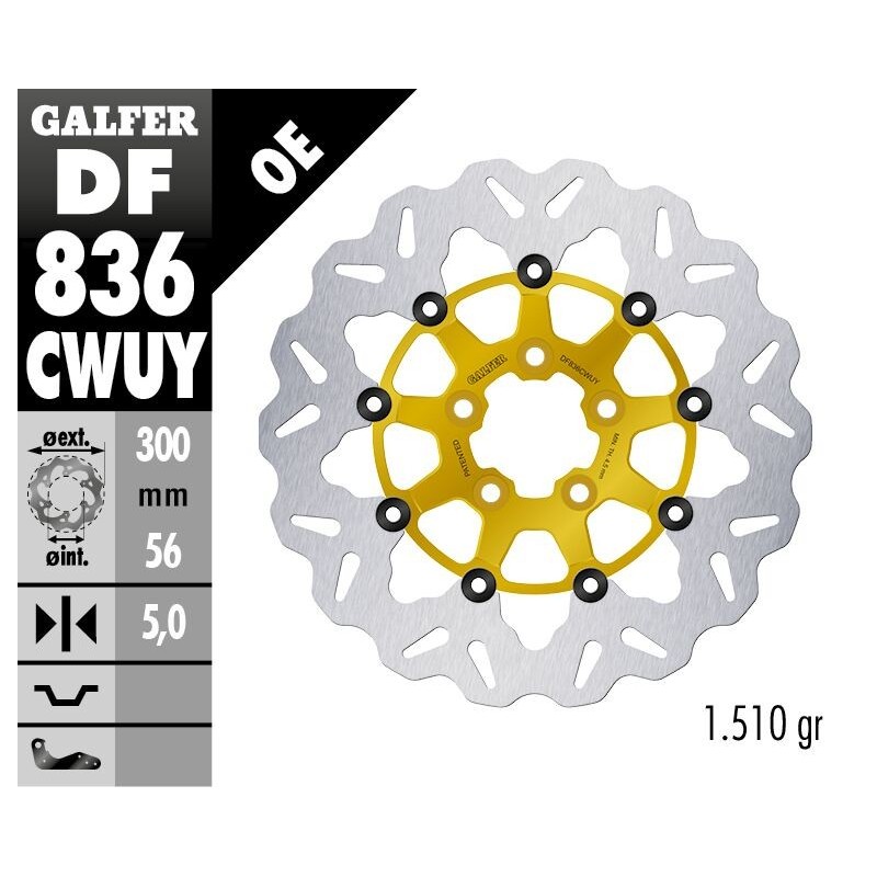 Disque de frein Galfer flottant wave or Disque de frein Galfer flottant wave or