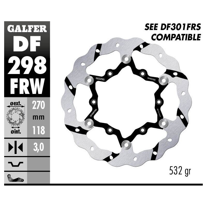 Disque de frein Galfer flottant wave rainuré Disque de frein Galfer flottant wave rainuré