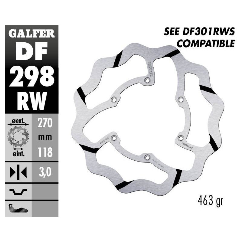 Disque de frein Galfer fixe wave rainuré Disque de frein Galfer fixe wave rainuré