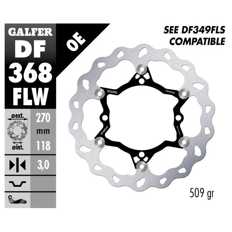 Disque de frein Galfer flottant wave centre acier Disque de frein Galfer flottant wave centre acier