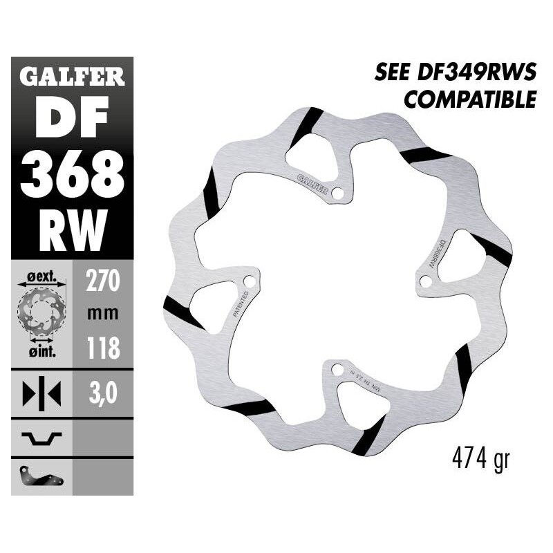 Disque de frein Galfer fixe wave rainuré Disque de frein Galfer fixe wave rainuré
