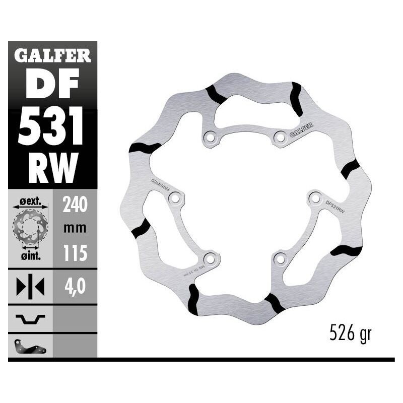 Disque de frein Galfer fixe wave rainuré Disque de frein Galfer fixe wave rainuré