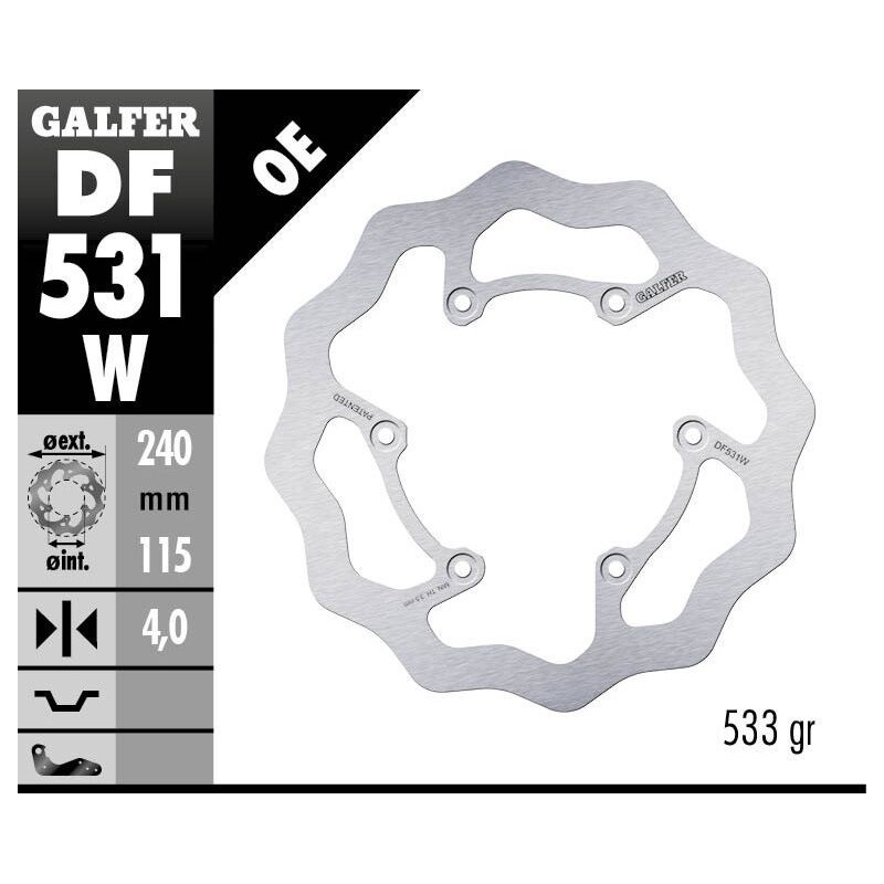 Disque de frein Galfer fixe wave
