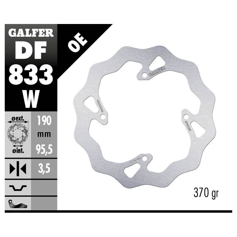 Disque de frein Galfer fixe wave 190mm Disque de frein Galfer fixe wave 190mm