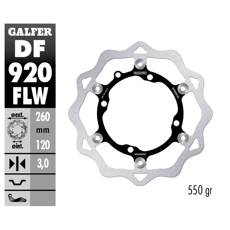Disque de frein Galfer flottant wave centre acier Disque de frein Galfer flottant wave centre acier