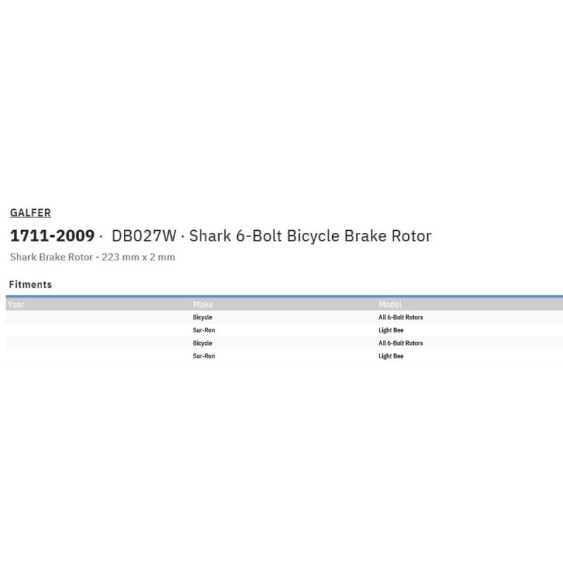 Disque de frein Galfer shark 223x2.0mm