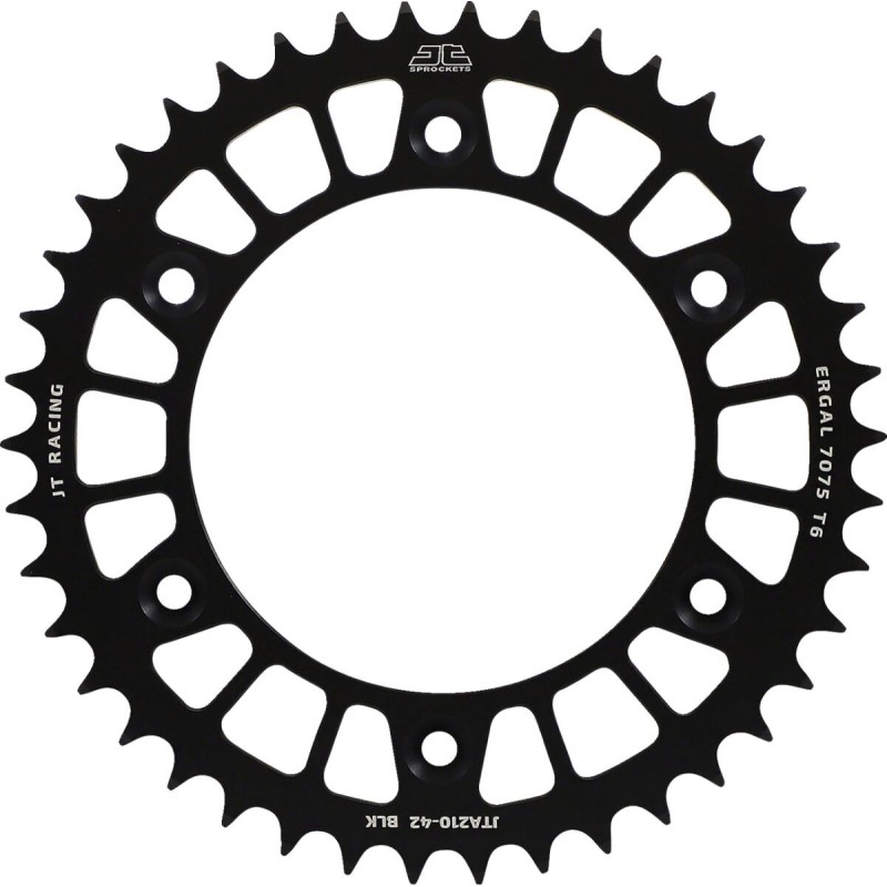 Couronne JT SPROCKETS aluminium ultra-light anti-boue 210 - 42 dents pas de 520 Couronne JT SPROCKETS aluminium ultra-light anti-boue 210 - 42 dents pas de 520
