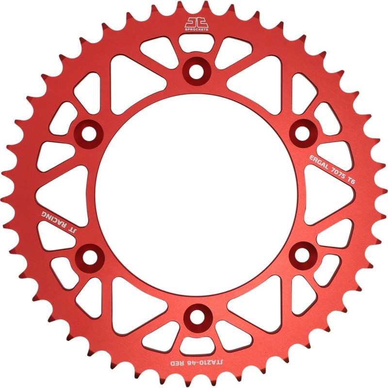 Couronne JT SPROCKETS aluminium ultra-light anti-boue HONDA CR CRF 46 dents Rouge Couronne JT SPROCKETS aluminium ultra-light anti-boue HONDA CR CRF 46 dents Rouge