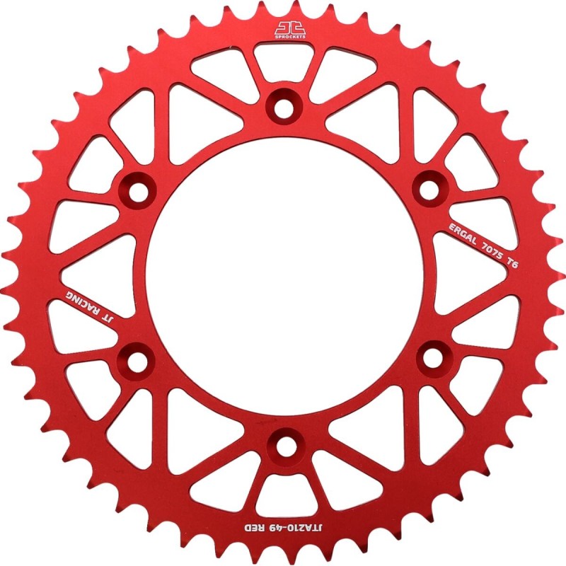 Couronne JT SPROCKETS aluminium ultra-light anti-boue HONDA CR CRF 49 dents Rouge Couronne JT SPROCKETS aluminium ultra-light anti-boue HONDA CR CRF 49 dents Rouge