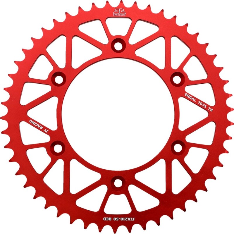 Couronne JT SPROCKETS aluminium ultra-light anti-boue HONDA CR CRF 50 dents Rouge Couronne JT SPROCKETS aluminium ultra-light anti-boue HONDA CR CRF 50 dents Rouge