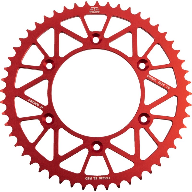 Couronne JT SPROCKETS aluminium ultra-light anti-boue HONDA CR CRF 52 dents Rouge Couronne JT SPROCKETS aluminium ultra-light anti-boue HONDA CR CRF 52 dents Rouge