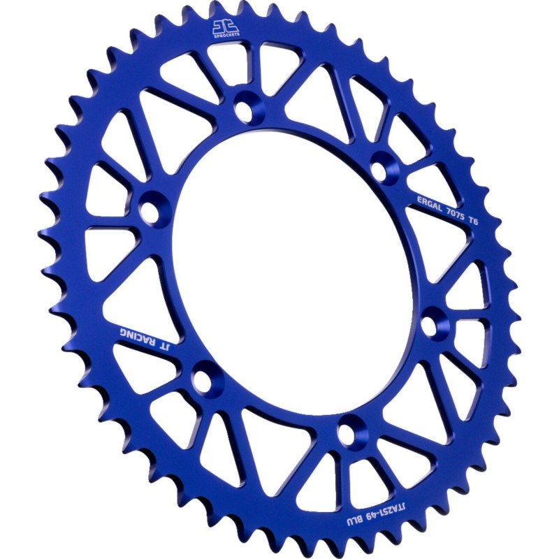 Couronne JT SPROCKETS aluminium ultra-light anti-boue YAMAHA YZ YZF WRF 49 dents Bleu Couronne JT SPROCKETS aluminium ultra-light anti-boue YAMAHA YZ YZF WRF 49 dents Bleu