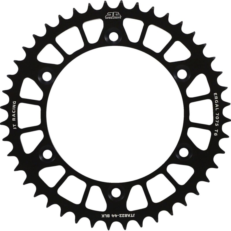 Couronne JT SPROCKETS aluminium ultra-light anti-boue SHERCO / BETA / GAS GAS - 2019 / HVA - 2014 44 dents Noir Couronne JT SPROCKETS aluminium ultra-light anti-boue SHERCO / BETA / GAS GAS - 2019 / HVA - 2014 44 dents Noir