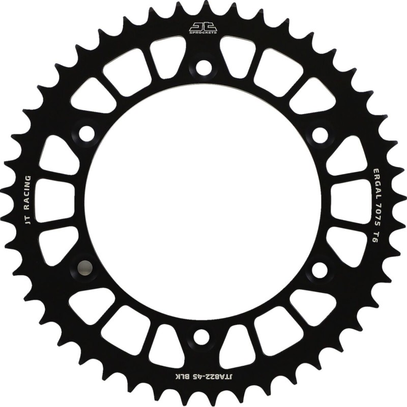 Couronne JT SPROCKETS aluminium ultra-light anti-boue SHERCO / BETA / GAS GAS - 2019 / HVA - 2014 45 dents Noir Couronne JT SPROCKETS aluminium ultra-light anti-boue SHERCO / BETA / GAS GAS - 2019 / HVA - 2014 45 dents Noir