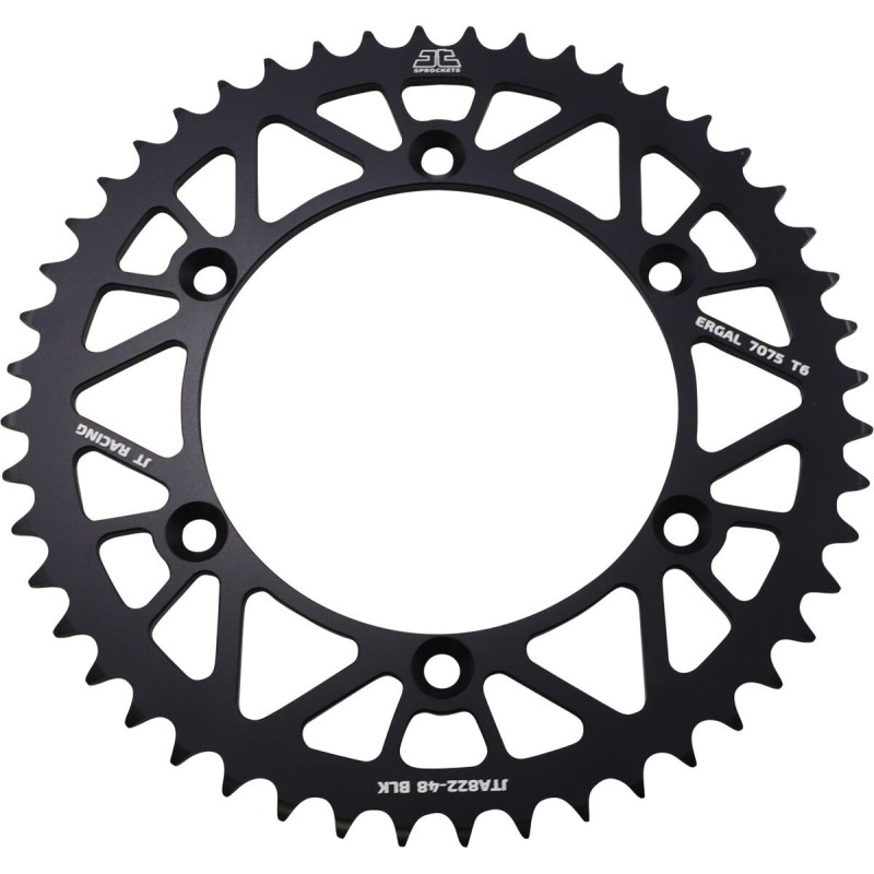 Couronne JT SPROCKETS aluminium ultra-light anti-boue SHERCO / BETA / GAS GAS - 2019 / HVA - 2014 48 dents Noir Couronne JT SPROCKETS aluminium ultra-light anti-boue SHERCO / BETA / GAS GAS - 2019 / HVA - 2014 48 dents Noir