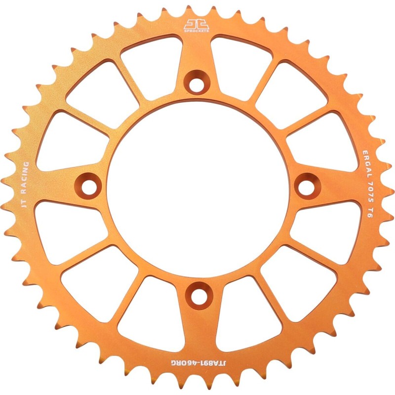 Couronne JT SPROCKETS aluminium ultra-light anti-boue 46 dents KTM FREERIDE Orange Couronne JT SPROCKETS aluminium ultra-light anti-boue 46 dents KTM FREERIDE Orange