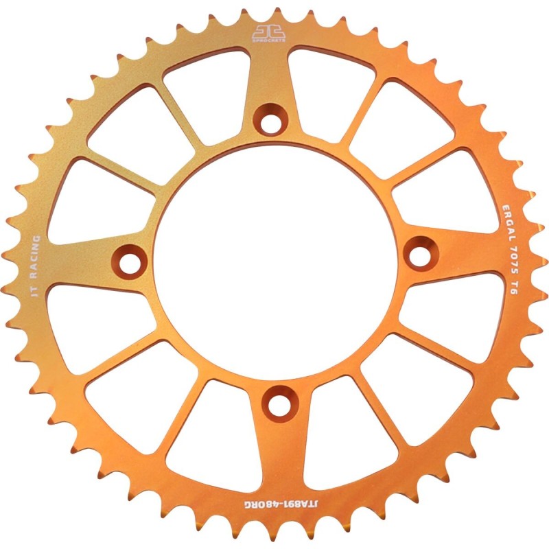 Couronne JT SPROCKETS aluminium ultra-light anti-boue 48 dents KTM FREERIDE Orange Couronne JT SPROCKETS aluminium ultra-light anti-boue 48 dents KTM FREERIDE Orange