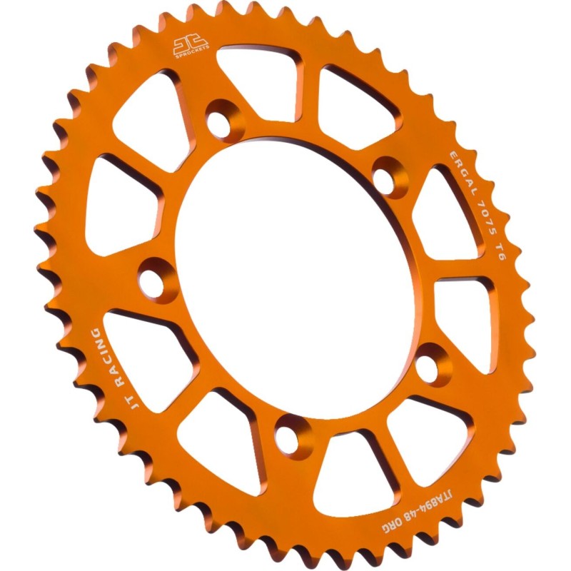 Couronne JT SPROCKETS aluminium ultra-light anti-boue KTM 65 SX / HVA 65 TC / GAS GAS 65 MC 48 dents Orange Couronne JT SPROCKETS aluminium ultra-light anti-boue KTM 65 SX / HVA 65 TC / GAS GAS 65 MC 48 dents Orange