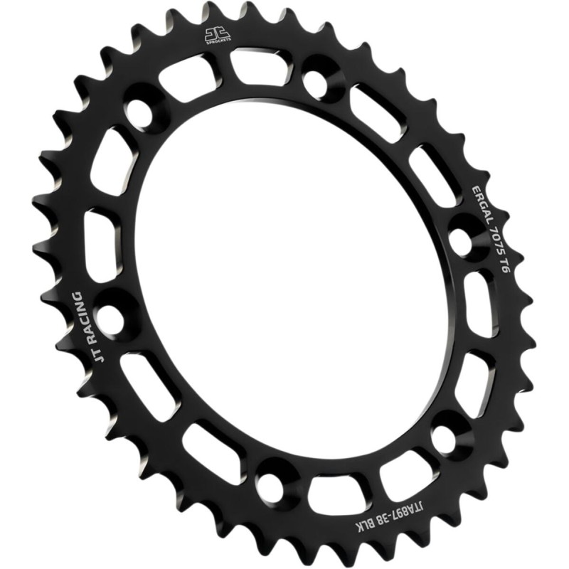 Couronne JT SPROCKETS aluminium ultra-light anti-boue SX SXF EXC EXCF / TC TE FC FE / MC MCF EC ECF 38 dents Noir Couronne JT SPROCKETS aluminium ultra-light anti-boue SX SXF EXC EXCF / TC TE FC FE / MC MCF EC ECF 38 dents Noir