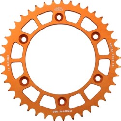 Couronne JT SPROCKETS aluminium ultra-light anti-boue SX SXF EXC EXCF / TC TE FC FE / MC MCF EC ECF 41 dents Orange