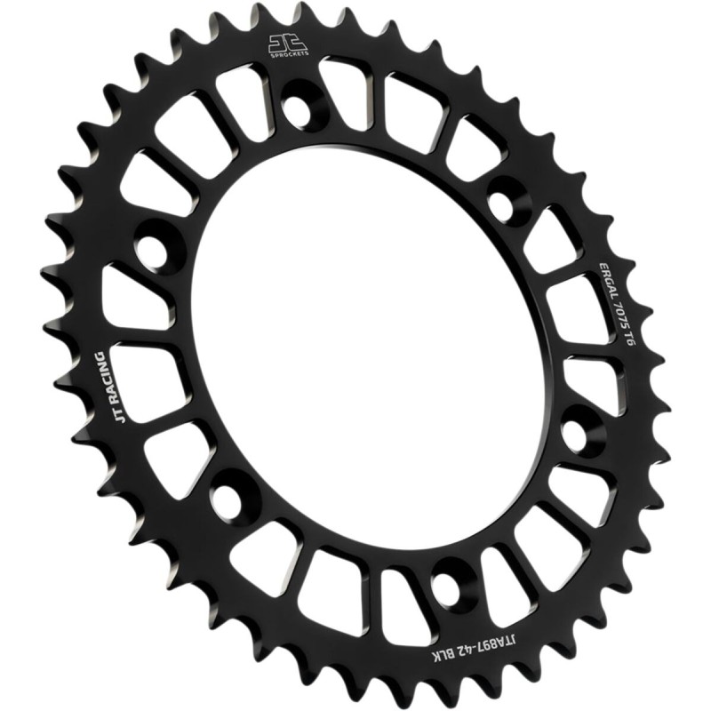 Couronne JT SPROCKETS aluminium ultra-light anti-boue SX SXF EXC EXCF / TC TE FC FE / MC MCF EC ECF 42 dents Noir Couronne JT SPROCKETS aluminium ultra-light anti-boue SX SXF EXC EXCF / TC TE FC FE / MC MCF EC ECF 42 dents Noir