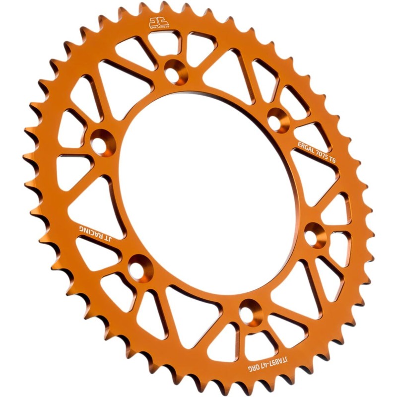 Couronne JT SPROCKETS aluminium ultra-light anti-boue SX SXF EXC EXCF / TC TE FC FE / MC MCF EC ECF 47 dents Orange Couronne JT SPROCKETS aluminium ultra-light anti-boue SX SXF EXC EXCF / TC TE FC FE / MC MCF EC ECF 47 dents Orange