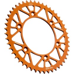 Couronne JT SPROCKETS aluminium ultra-light anti-boue SX SXF EXC EXCF / TC TE FC FE / MC MCF EC ECF 48 dents Orange