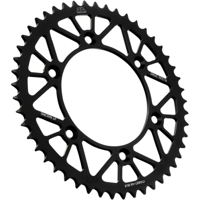 Couronne JT SPROCKETS aluminium ultra-light anti-boue SX SXF EXC EXCF / TC TE FC FE / MC MCF EC ECF 49 dents Noir Couronne JT SPROCKETS aluminium ultra-light anti-boue SX SXF EXC EXCF / TC TE FC FE / MC MCF EC ECF 49 dents Noir