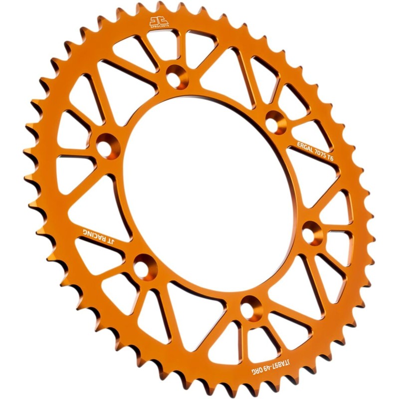 Couronne JT SPROCKETS aluminium ultra-light anti-boue SX SXF EXC EXCF / TC TE FC FE / MC MCF EC ECF 49 dents Orange Couronne JT SPROCKETS aluminium ultra-light anti-boue SX SXF EXC EXCF / TC TE FC FE / MC MCF EC ECF 49 dents Orange