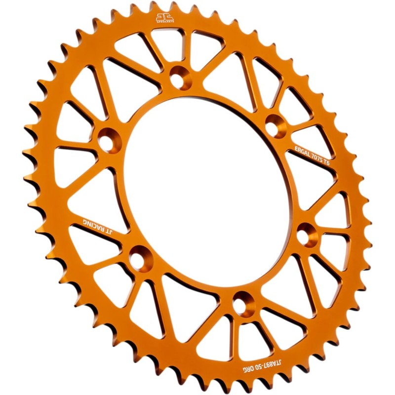 Couronne JT SPROCKETS aluminium ultra-light anti-boue SX SXF EXC EXCF / TC TE FC FE / MC MCF EC ECF 50 dents Orange Couronne JT SPROCKETS aluminium ultra-light anti-boue SX SXF EXC EXCF / TC TE FC FE / MC MCF EC ECF 50 dents Orange