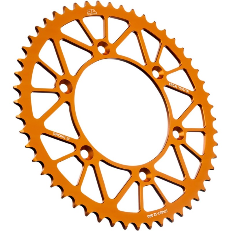Couronne JT SPROCKETS aluminium ultra-light anti-boue SX SXF EXC EXCF / TC TE FC FE / MC MCF EC ECF 52 dents Orange Couronne JT SPROCKETS aluminium ultra-light anti-boue SX SXF EXC EXCF / TC TE FC FE / MC MCF EC ECF 52 dents Orange