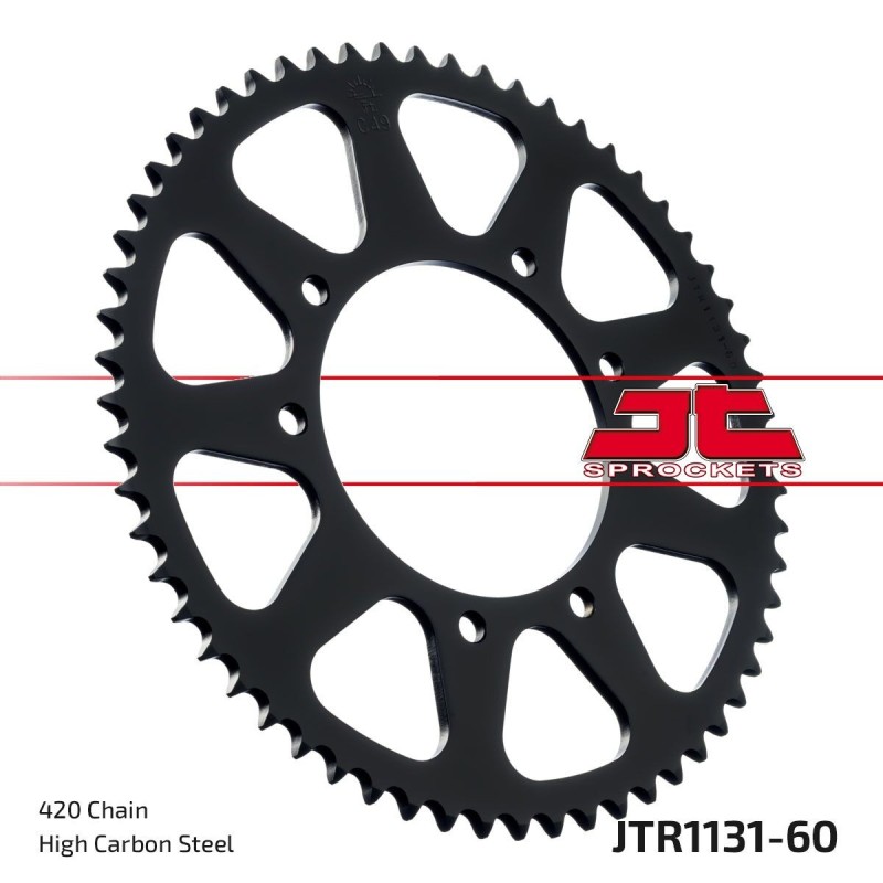 Couronne JT SPROCKETS JTR1131 60 dents - pas de 420 acier carbone C49 Noir Couronne JT SPROCKETS JTR1131 60 dents - pas de 420 acier carbone C49 Noir