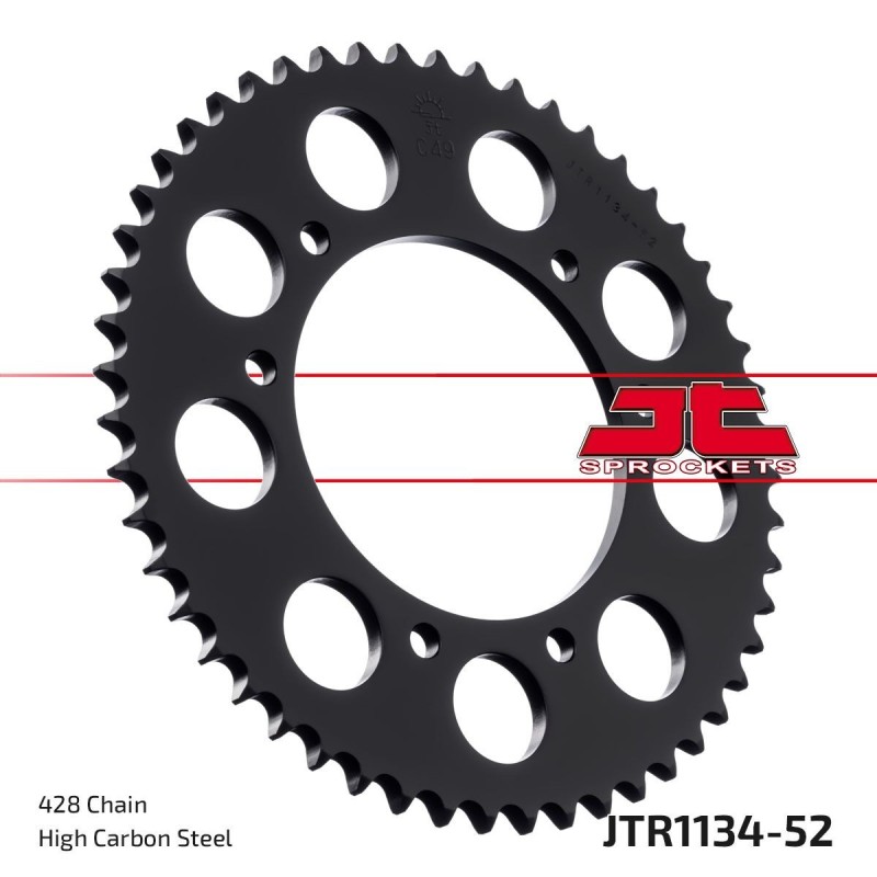 Couronne JT SPROCKETS JTR1134 52 dents - pas de 428 acier carbone C49 Couronne JT SPROCKETS JTR1134 52 dents - pas de 428 acier carbone C49