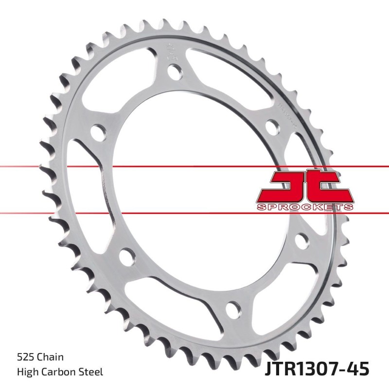 Couronne JT SPROCKETS JTR1307 ZBK 45 dents - pas de 525 acier carbone C49 Couronne JT SPROCKETS JTR1307 ZBK 45 dents - pas de 525 acier carbone C49