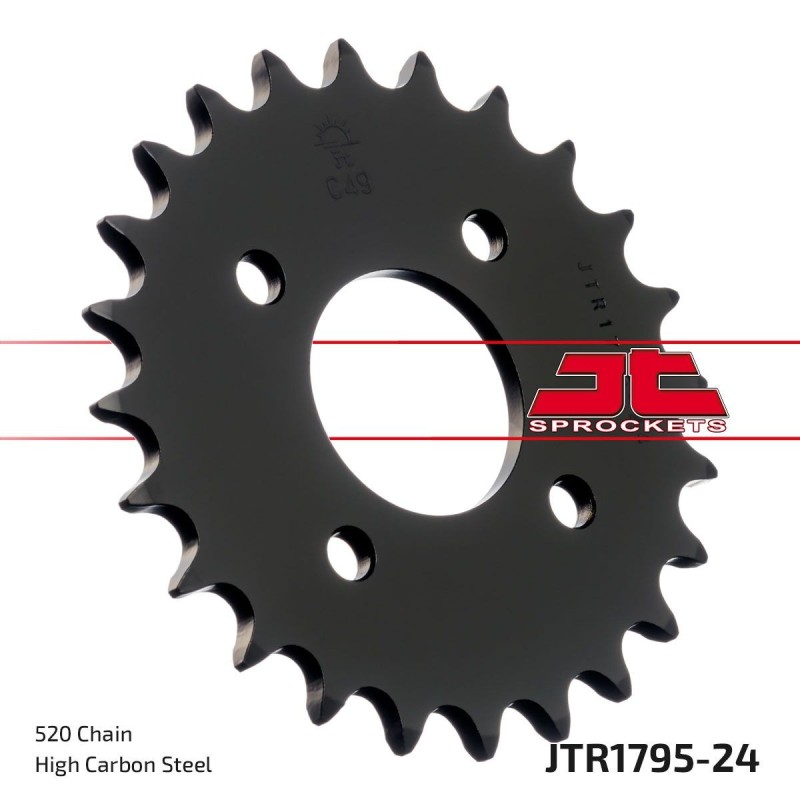Couronne JT SPROCKETS JTR1795.24 24 dents - pas de 520 acier carbone C49 Noir Couronne JT SPROCKETS JTR1795.24 24 dents - pas de 520 acier carbone C49 Noir