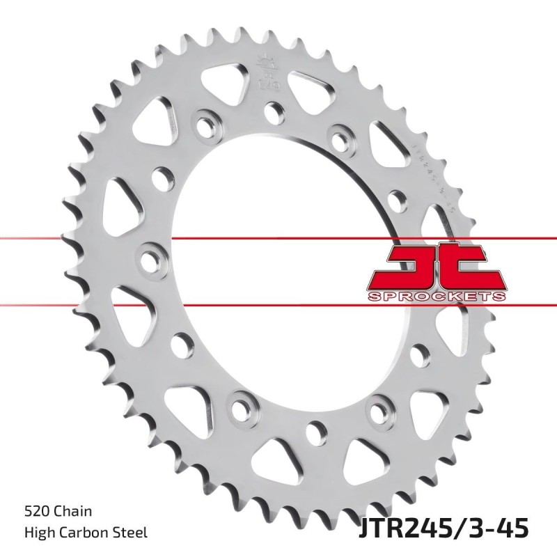 Couronne JT SPROCKETS JTR245/3 45 dents - pas de 520 acier carbone C49 Couronne JT SPROCKETS JTR245/3 45 dents - pas de 520 acier carbone C49