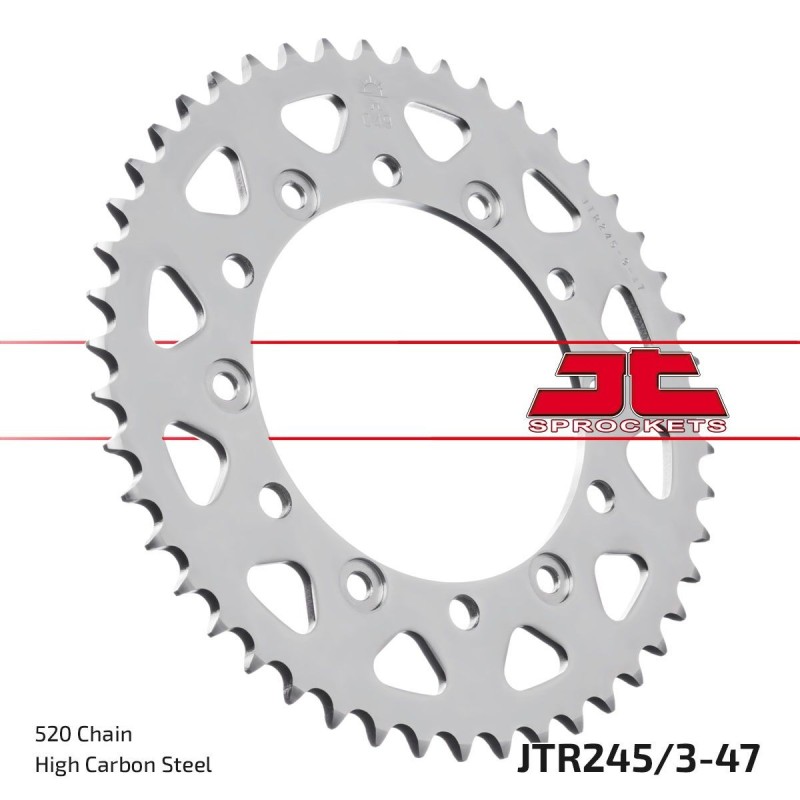 Couronne JT SPROCKETS JTR245/3 47 dents - pas de 520 acier carbone C49 Couronne JT SPROCKETS JTR245/3 47 dents - pas de 520 acier carbone C49